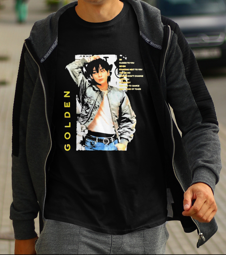 Seok Jin Wearing Jungkook Golden Visual With Song Titles T-Shirt