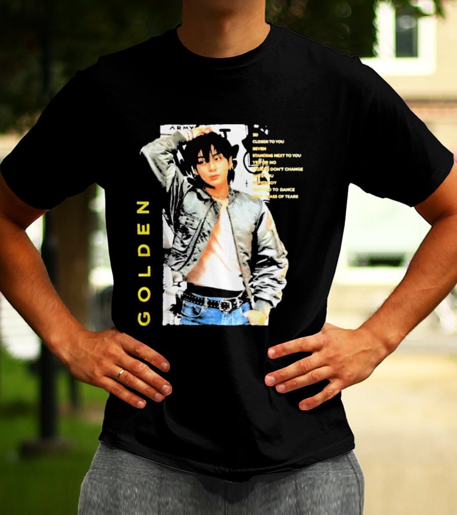 Seok Jin Wearing Jungkook Golden Visual With Song Titles T-Shirt