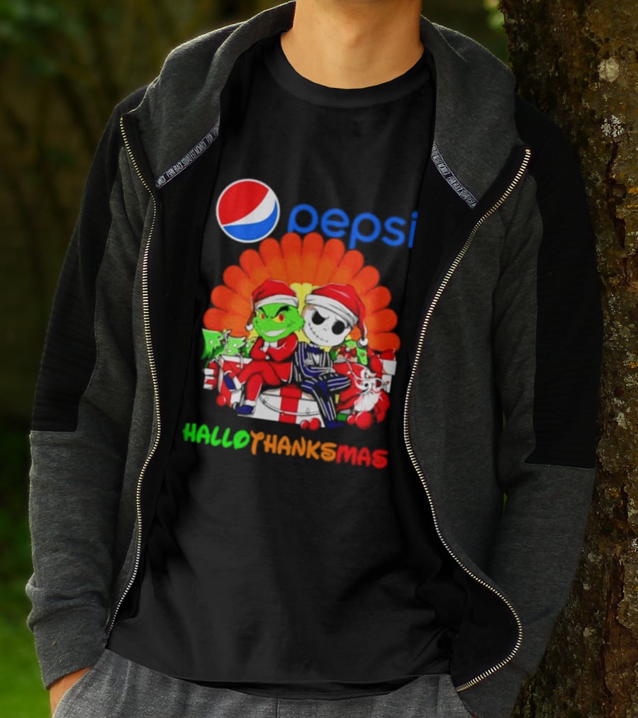 Pepsi Grinch Jack Skellington Hallothanksmas 2026 Holiday Mashup T-Shirt