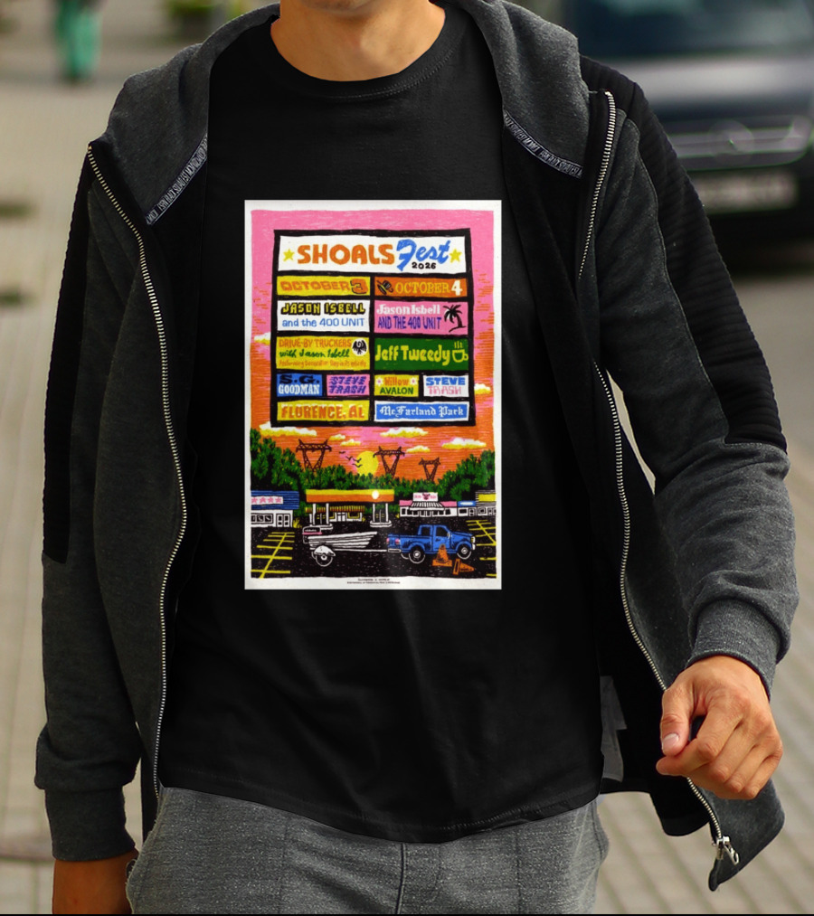 ShoalsFest 2026 October 3 4 Jason Isbell Drive By Truckers Jeff Tweedy Florence AL McFarland Park T-Shirt