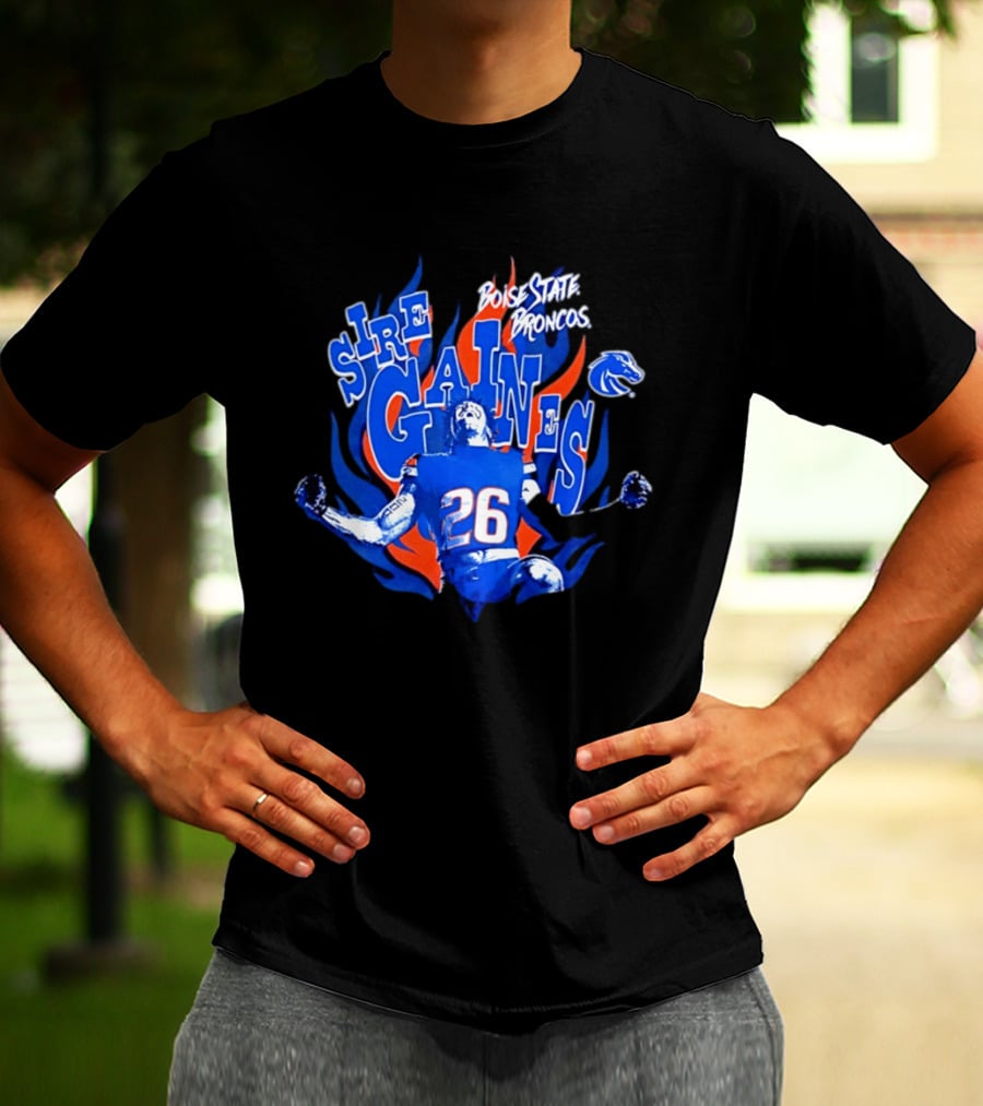 Boise State Broncos Sire Gaines NCAA Football 26 Flame T-Shirt