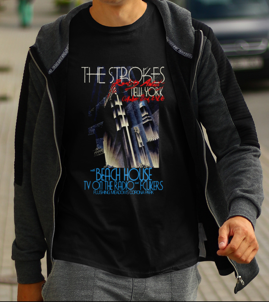 The Strokes October 2 2026 Flushing Meadows Corona Park Queens NY Beach House TV On The Radio Folkers T-Shirt
