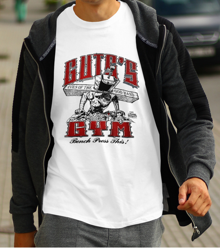 Guts's Evils Of The God Hand Gym Bench Press This All Pain No Gain Berserk 2 Sided T-Shirt