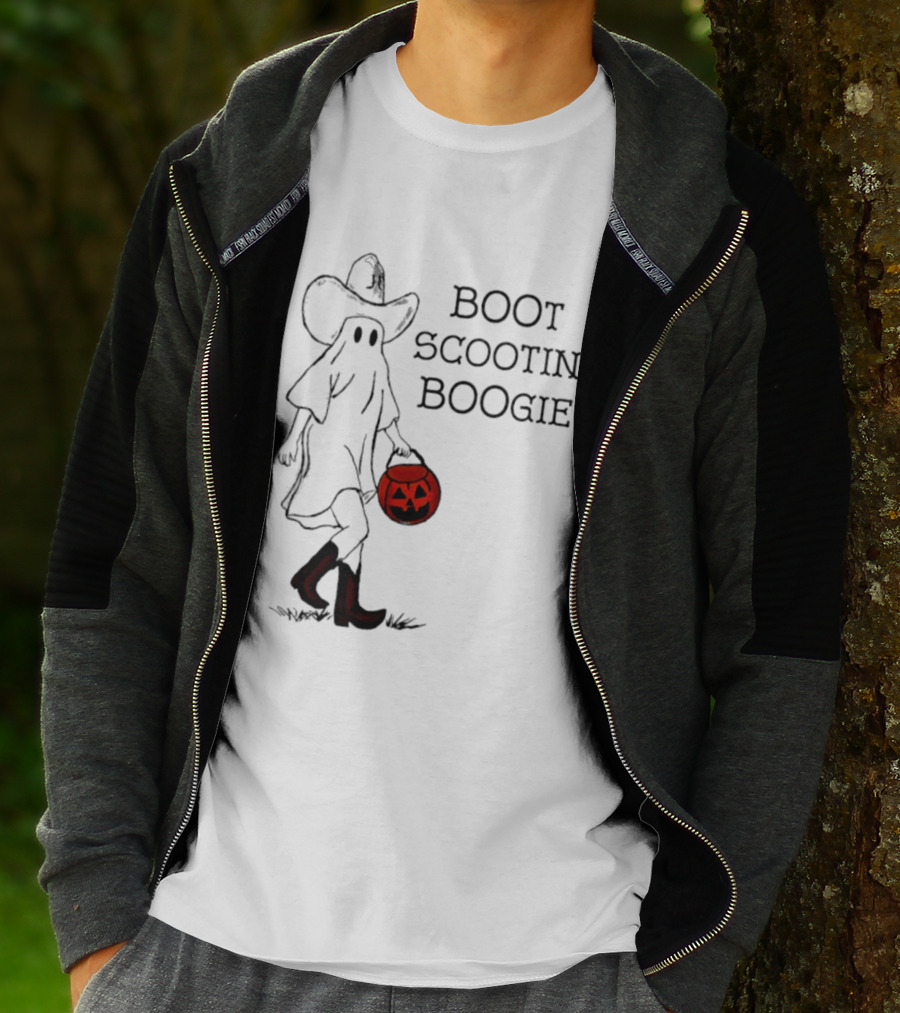 Boot Scootin' Boogie Ghost Cowgirl Halloween Trick Or Treat T-Shirt