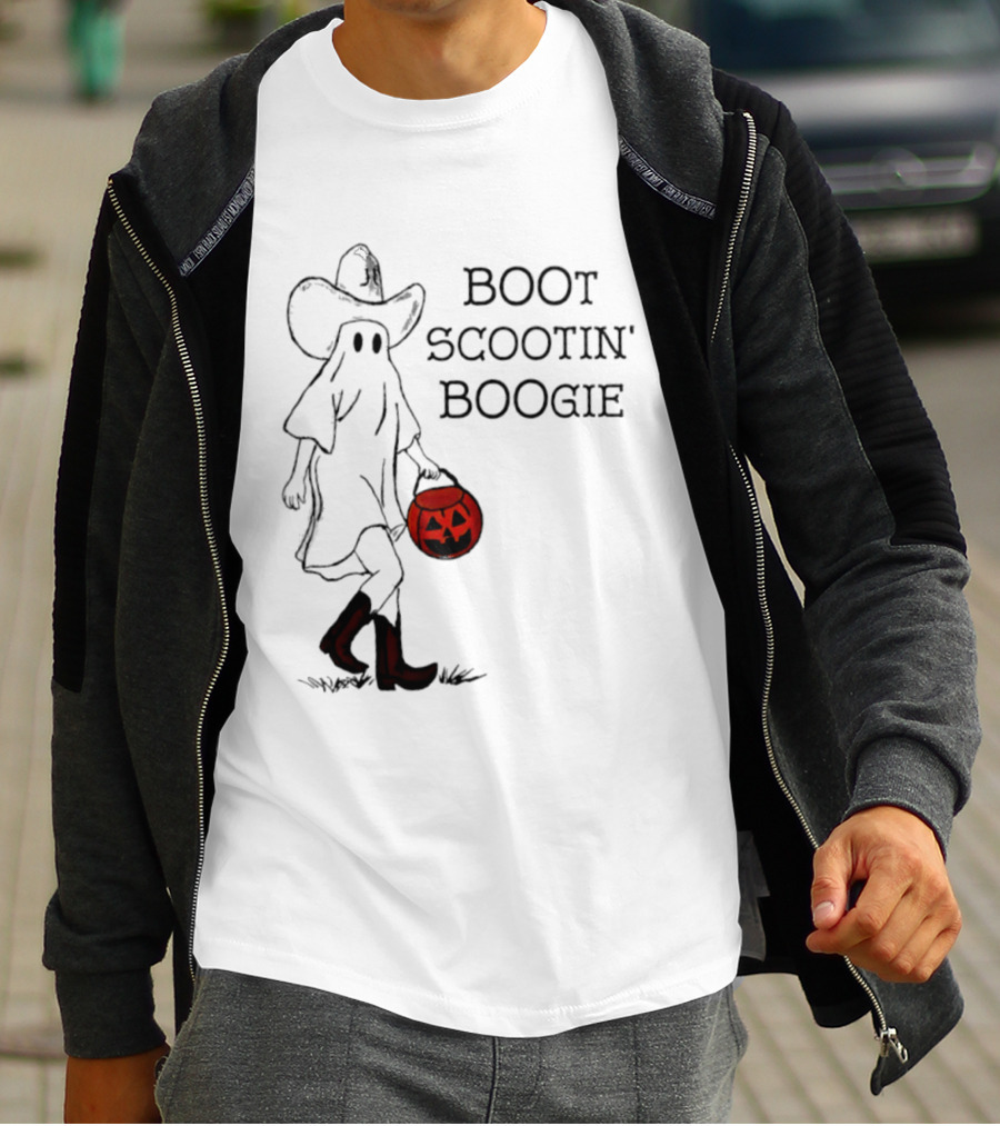 Boot Scootin' Boogie Ghost Cowgirl Halloween Trick Or Treat T-Shirt