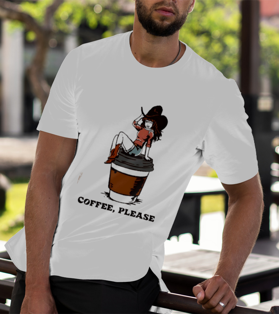 Cowgirl Coffee Please Western Caffeine Cartoon T-Shirt
