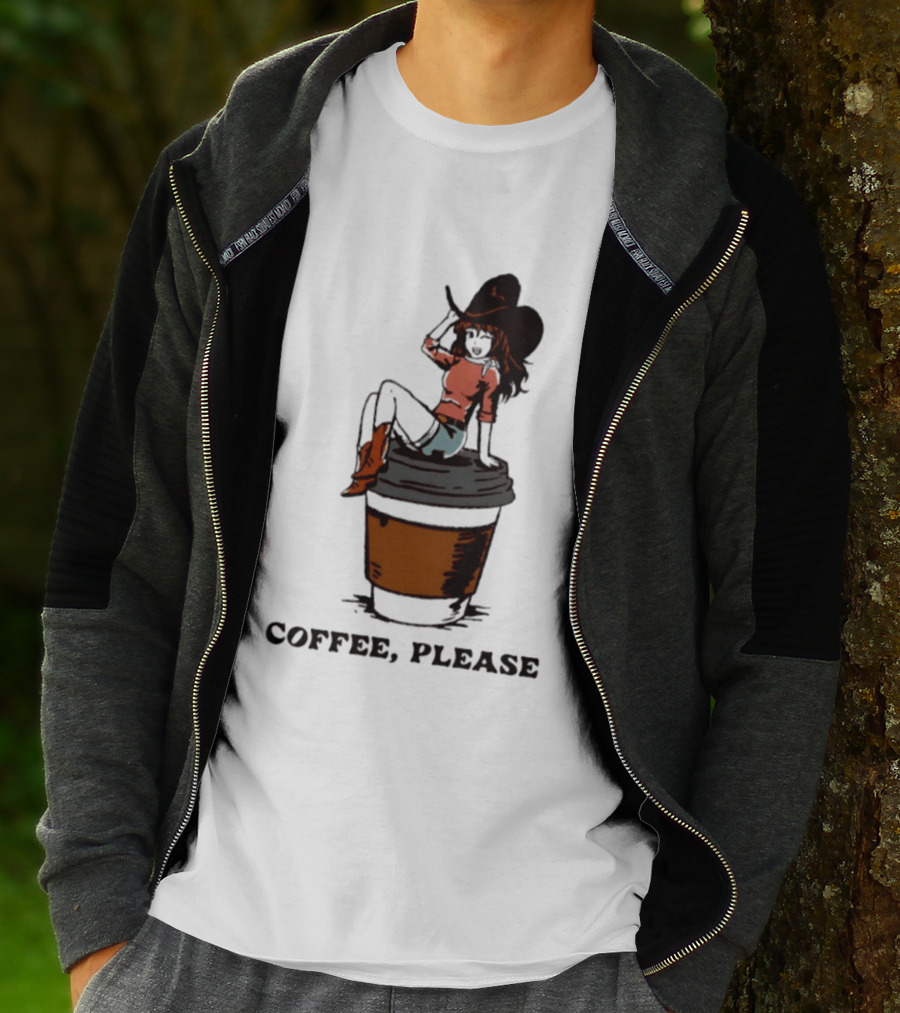 Cowgirl Coffee Please Western Caffeine Cartoon T-Shirt