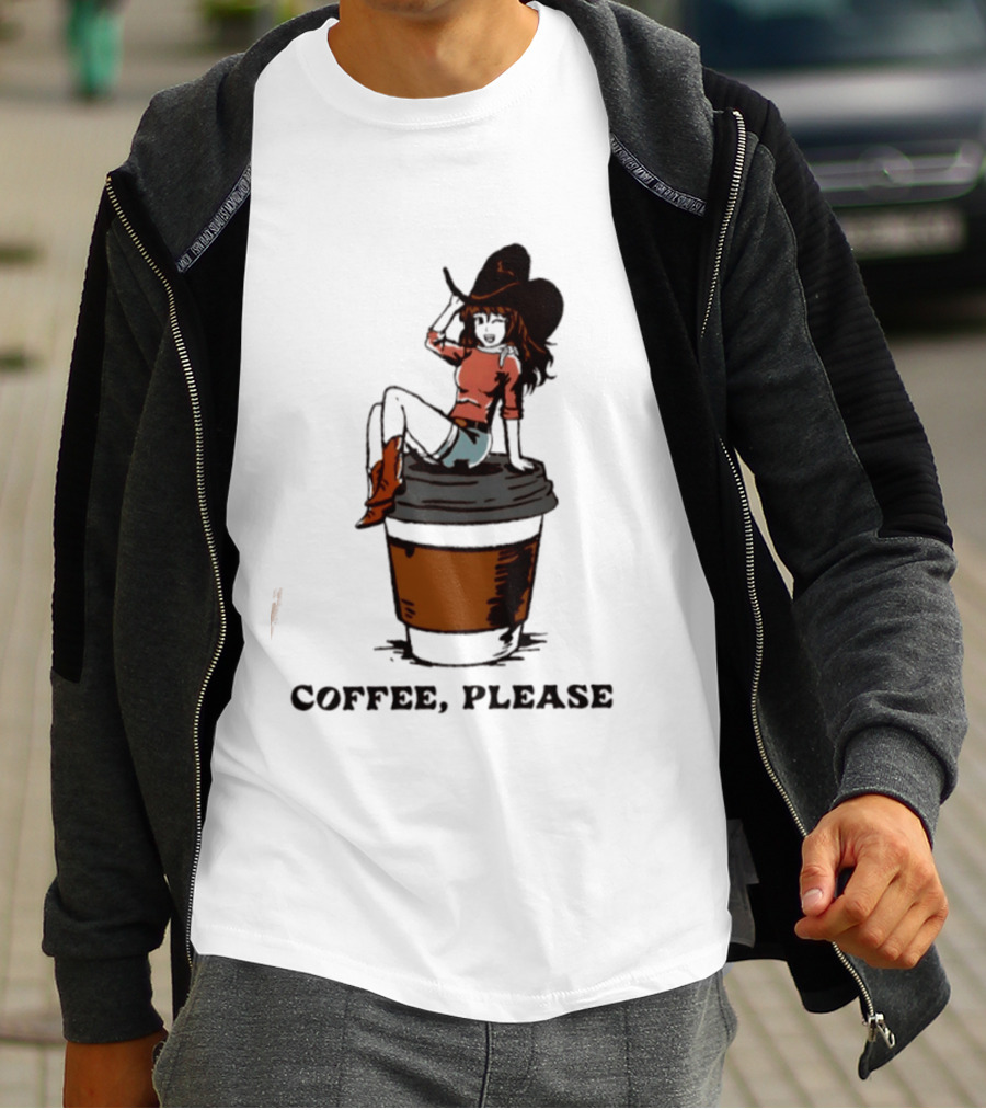 Cowgirl Coffee Please Western Caffeine Cartoon T-Shirt