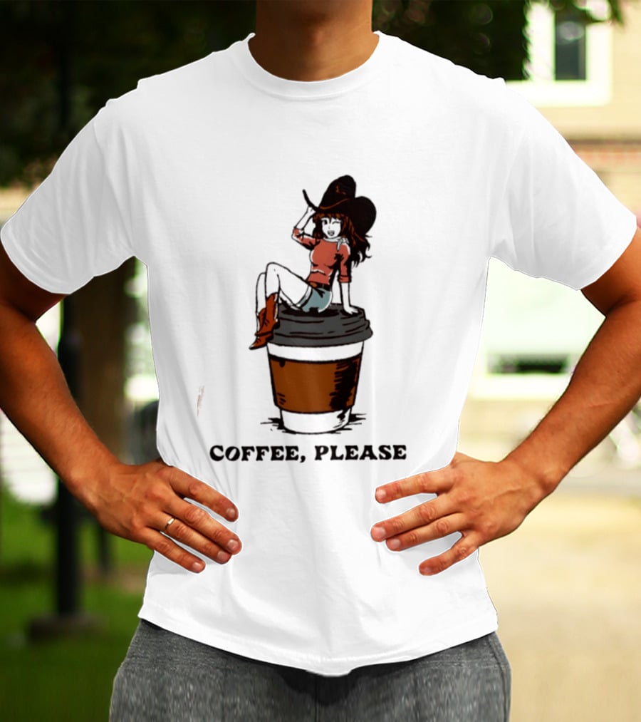 Cowgirl Coffee Please Western Caffeine Cartoon T-Shirt