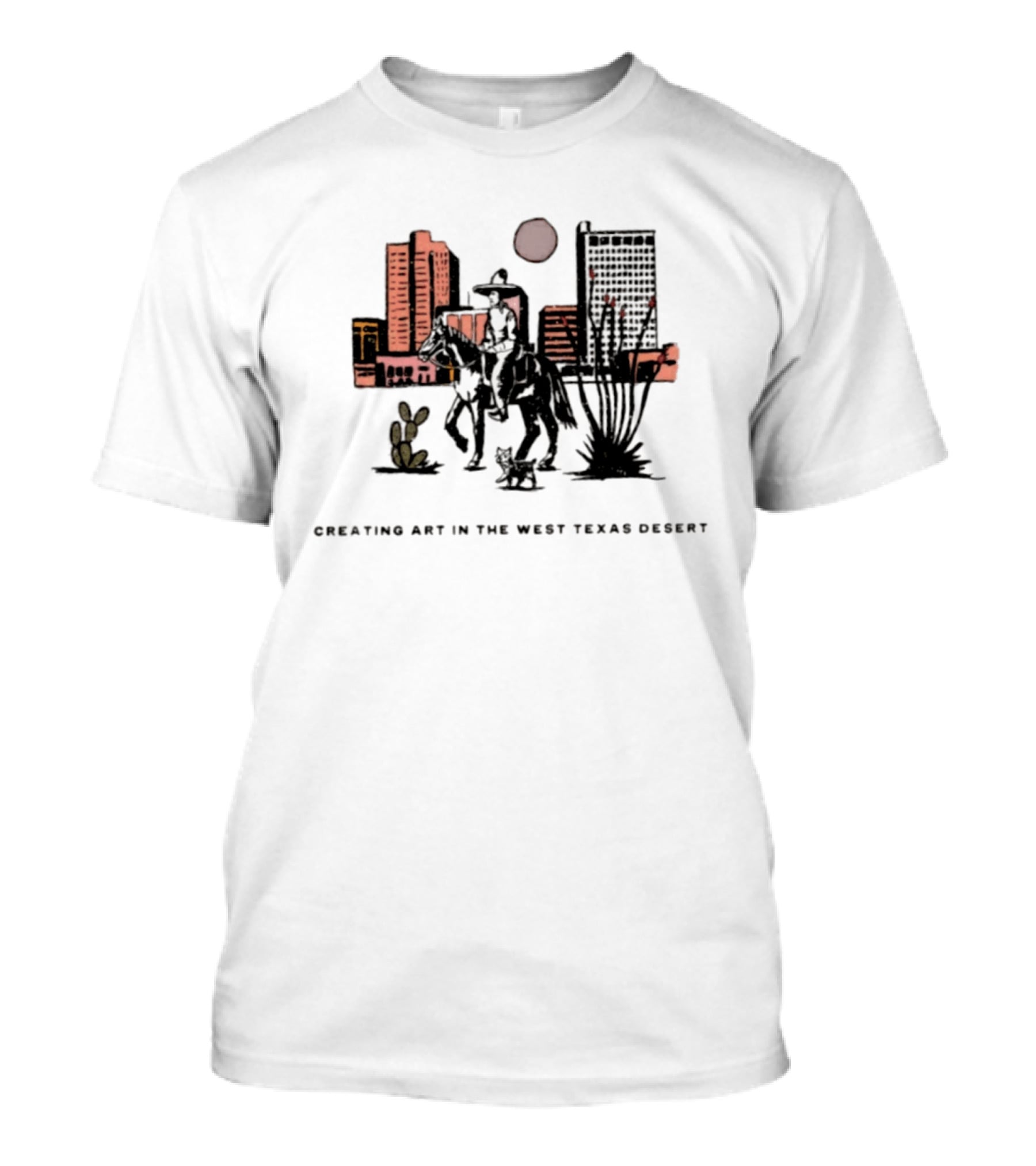 Creating Art In The West Texas Desert Cowboy Scene With Cactus And Dog T-Shirt