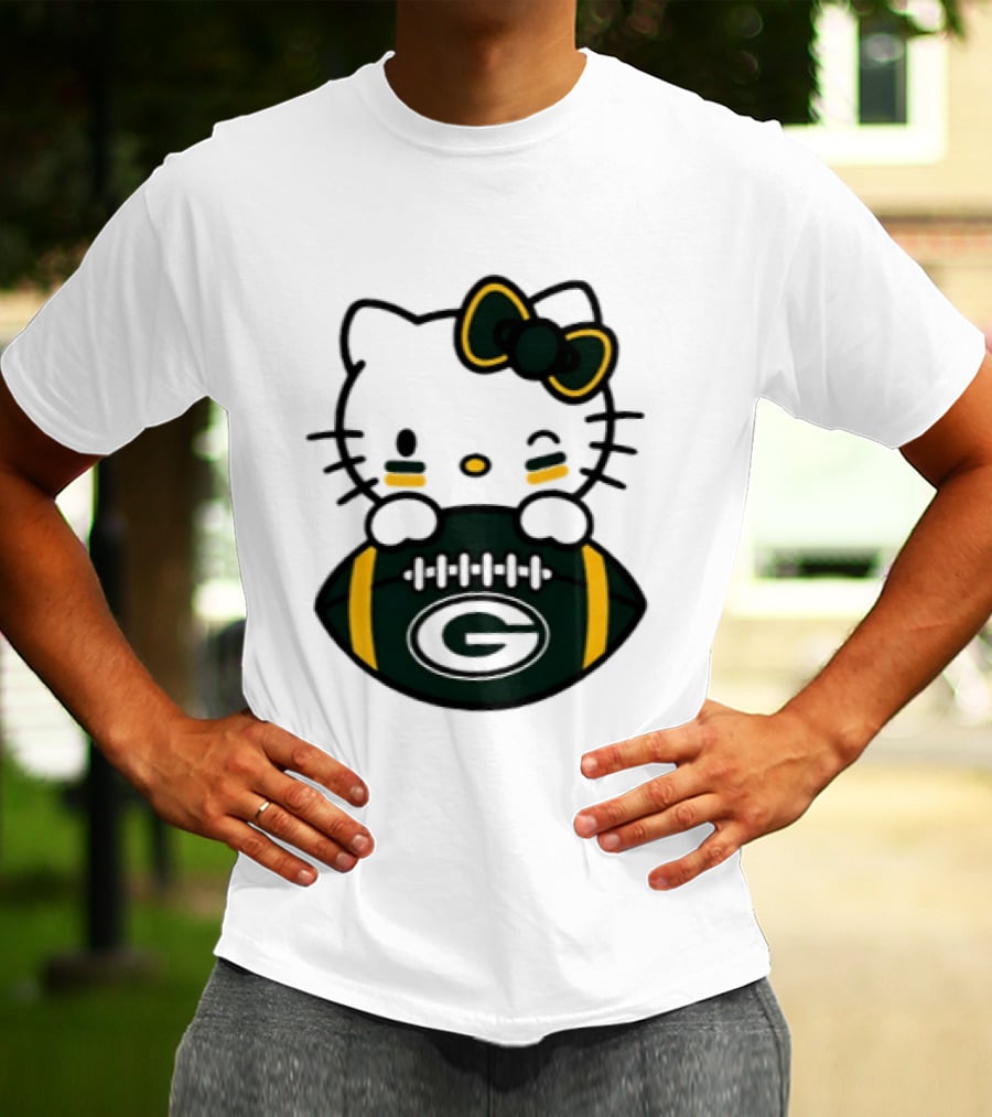 Green Bay Packers Hello Kitty Collaboration 2026 Football Season T-Shirt