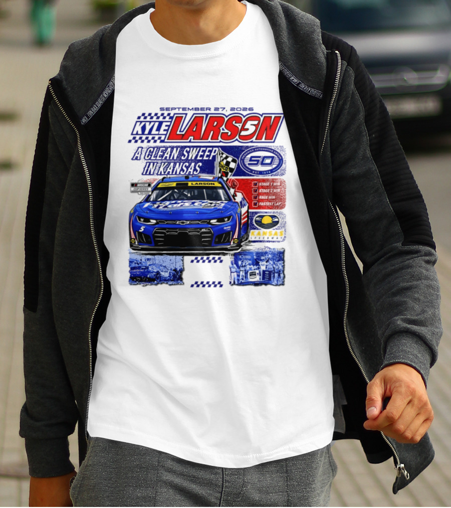 Kyle Larson A Clean Sweep In Kansas September 17 2026 T-Shirt
