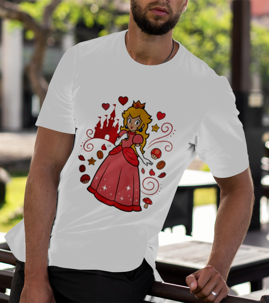 Princess Peach Enchanted Castle Hearts Stars Mushrooms Adventure T-Shirt