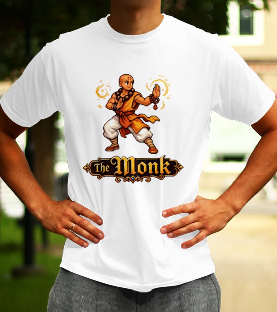 The Monk Pixel Fantasy Martial Arts T-Shirt