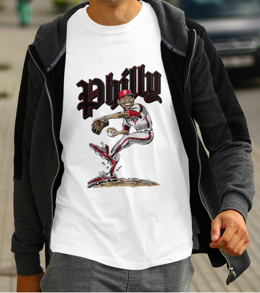 Philly Baseball Player Caricature T-Shirt