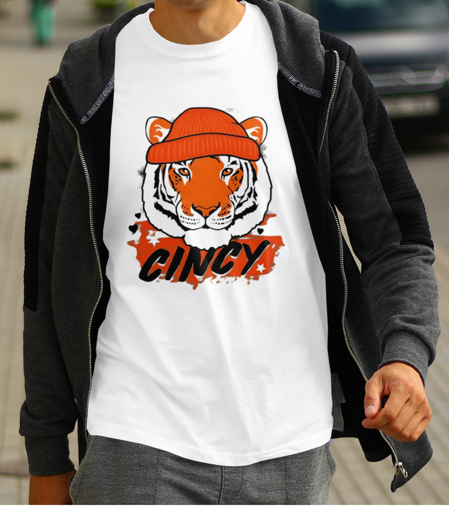Cincy Tiger Beanie Cincinnati Bengals Football T-Shirt