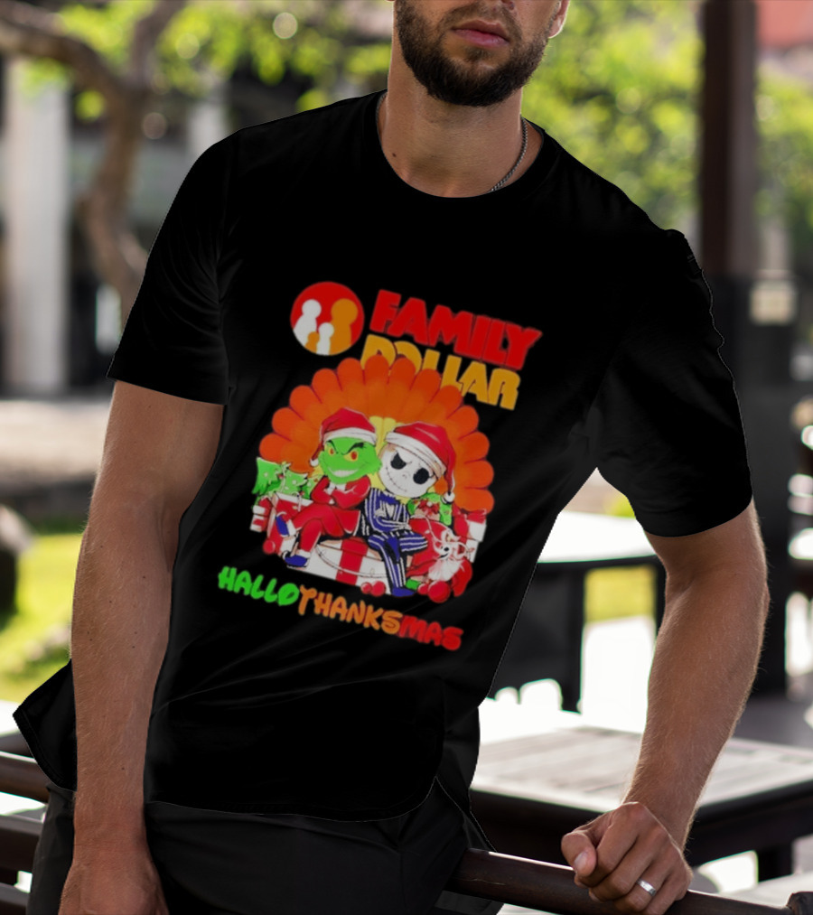 Family Dollar Grinch Jack Skellington Hallothanksmas 2026 T-Shirt