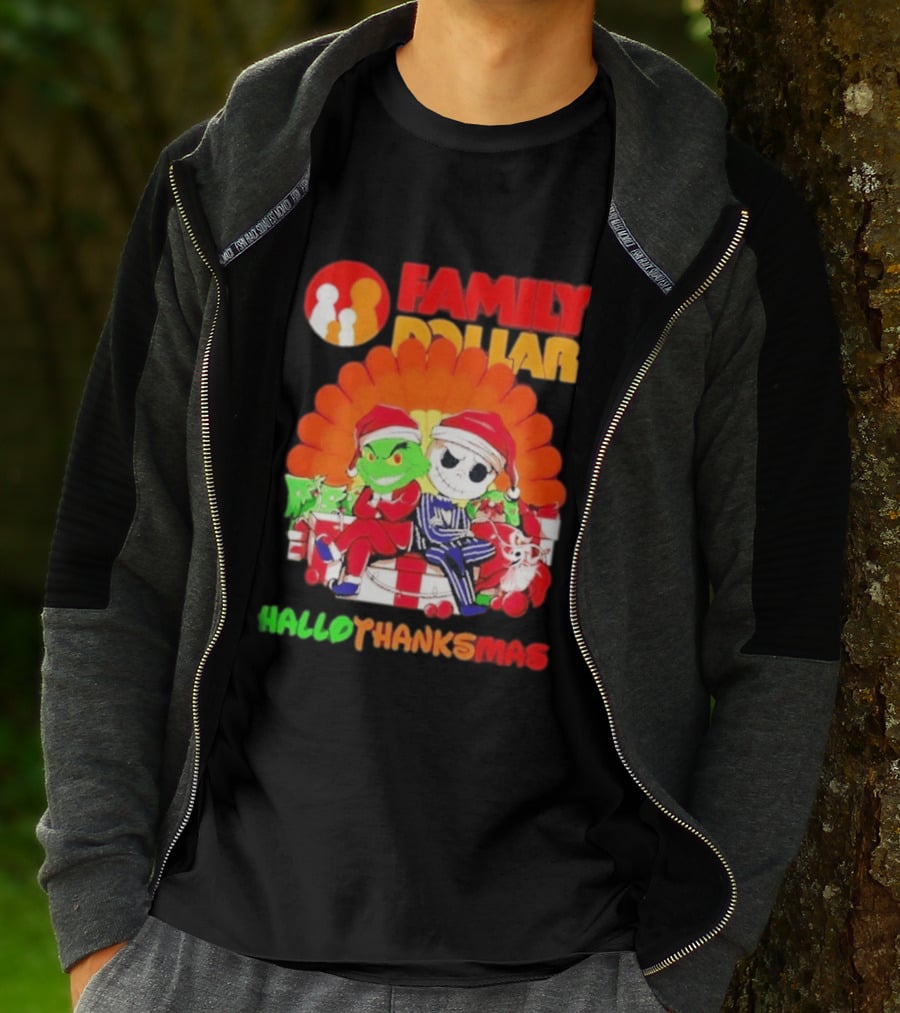 Family Dollar Grinch Jack Skellington Hallothanksmas 2026 T-Shirt