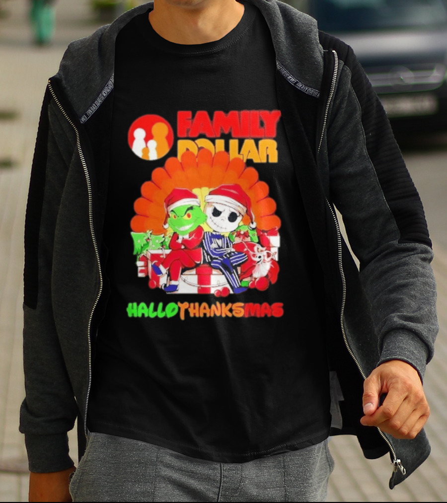 Family Dollar Grinch Jack Skellington Hallothanksmas 2026 T-Shirt