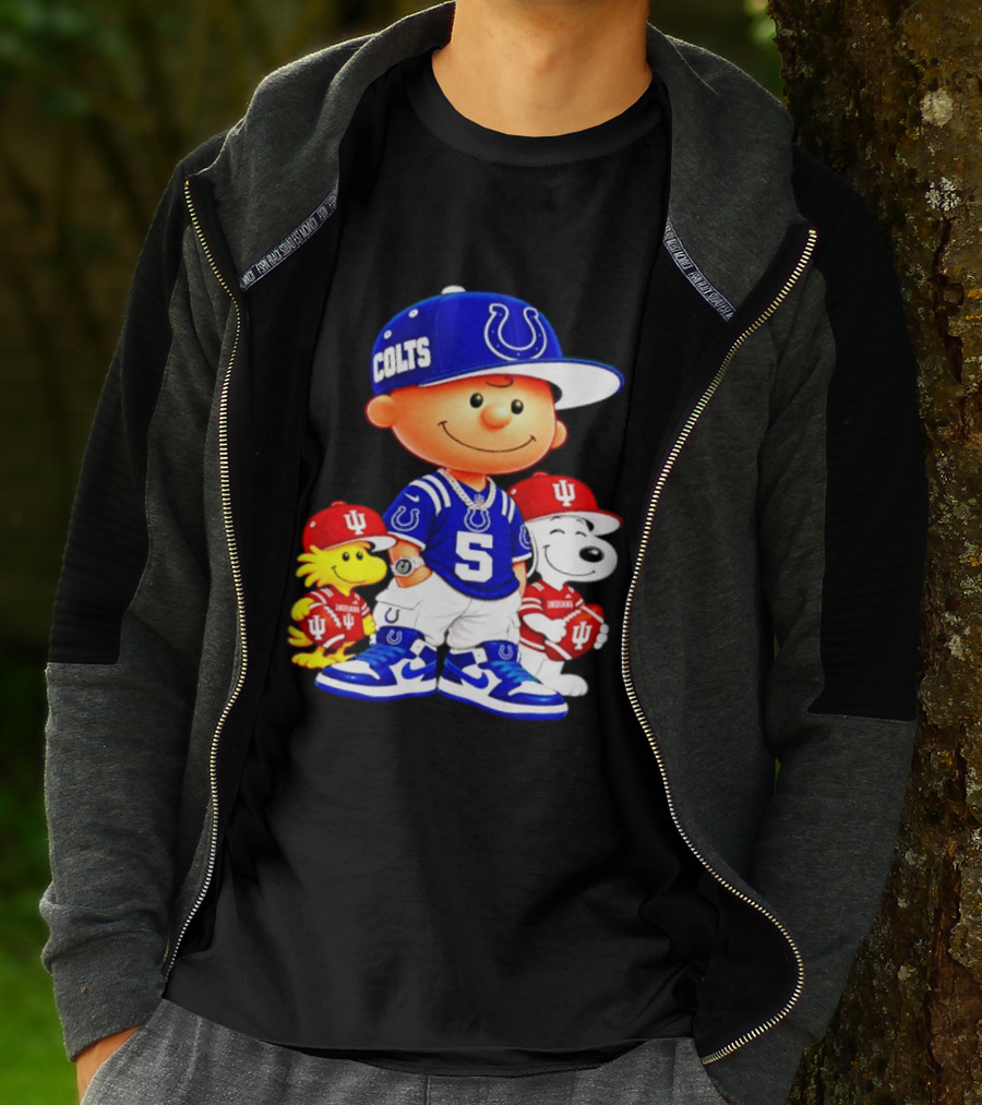 Charlie Brown And Snoopy Indianapolis Colts Indiana Hoosiers Football Team Merchandise T-Shirt
