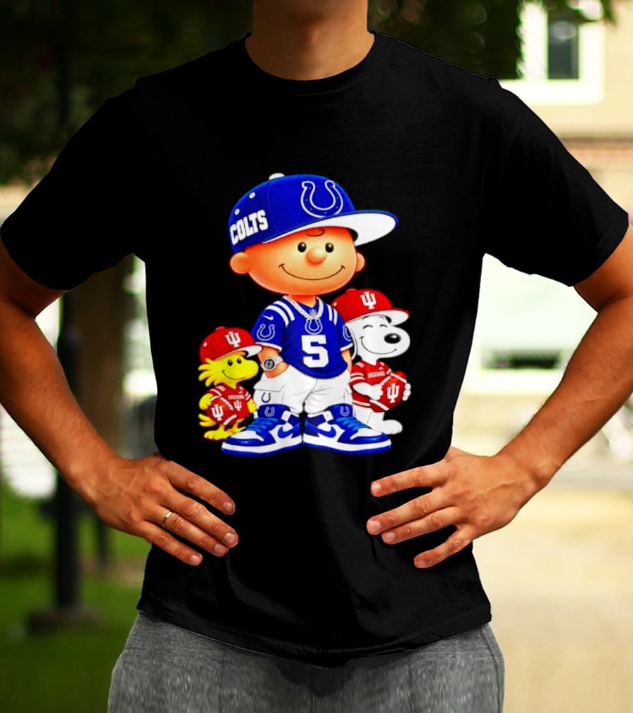 Charlie Brown And Snoopy Indianapolis Colts Indiana Hoosiers Football Team Merchandise T-Shirt