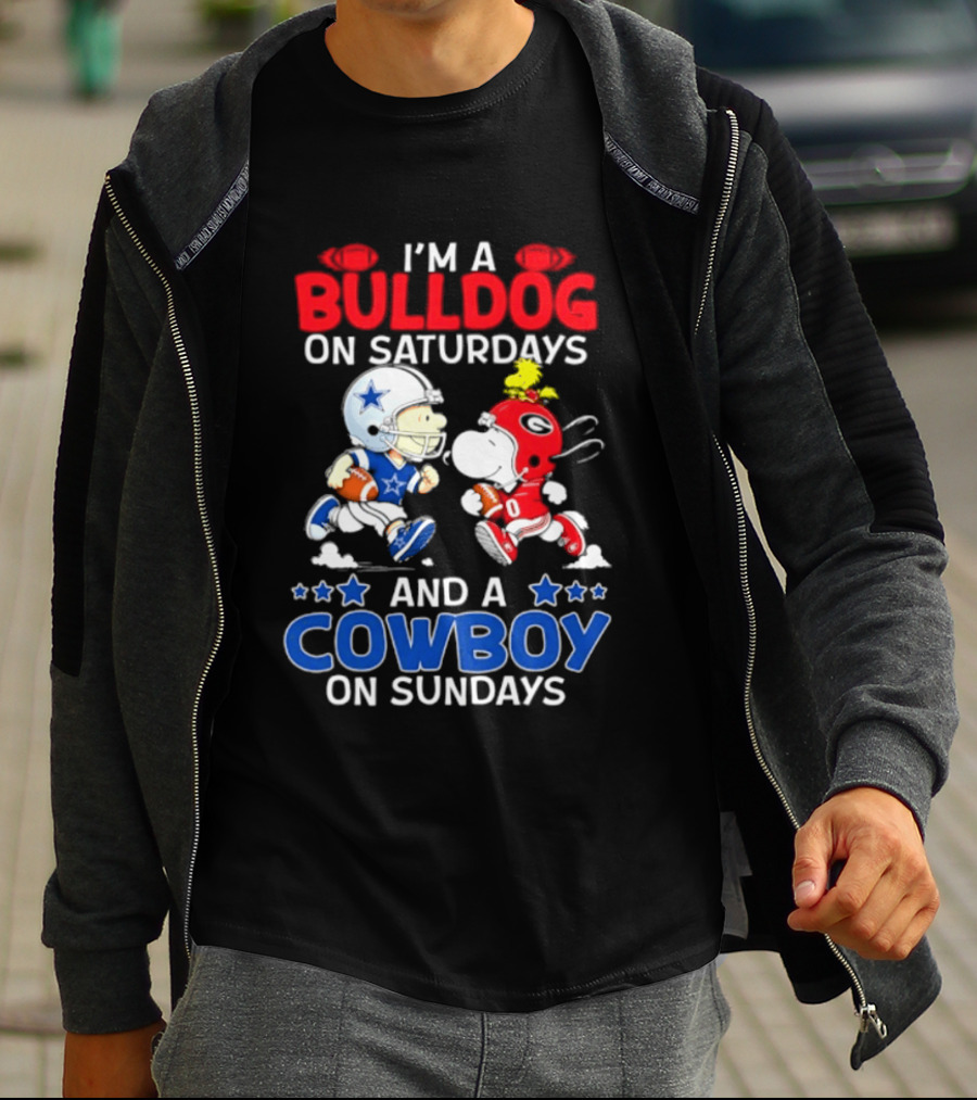 I'm A Bulldog On Saturdays And A Cowboy On Sundays Football Peanuts Sports T-Shirt