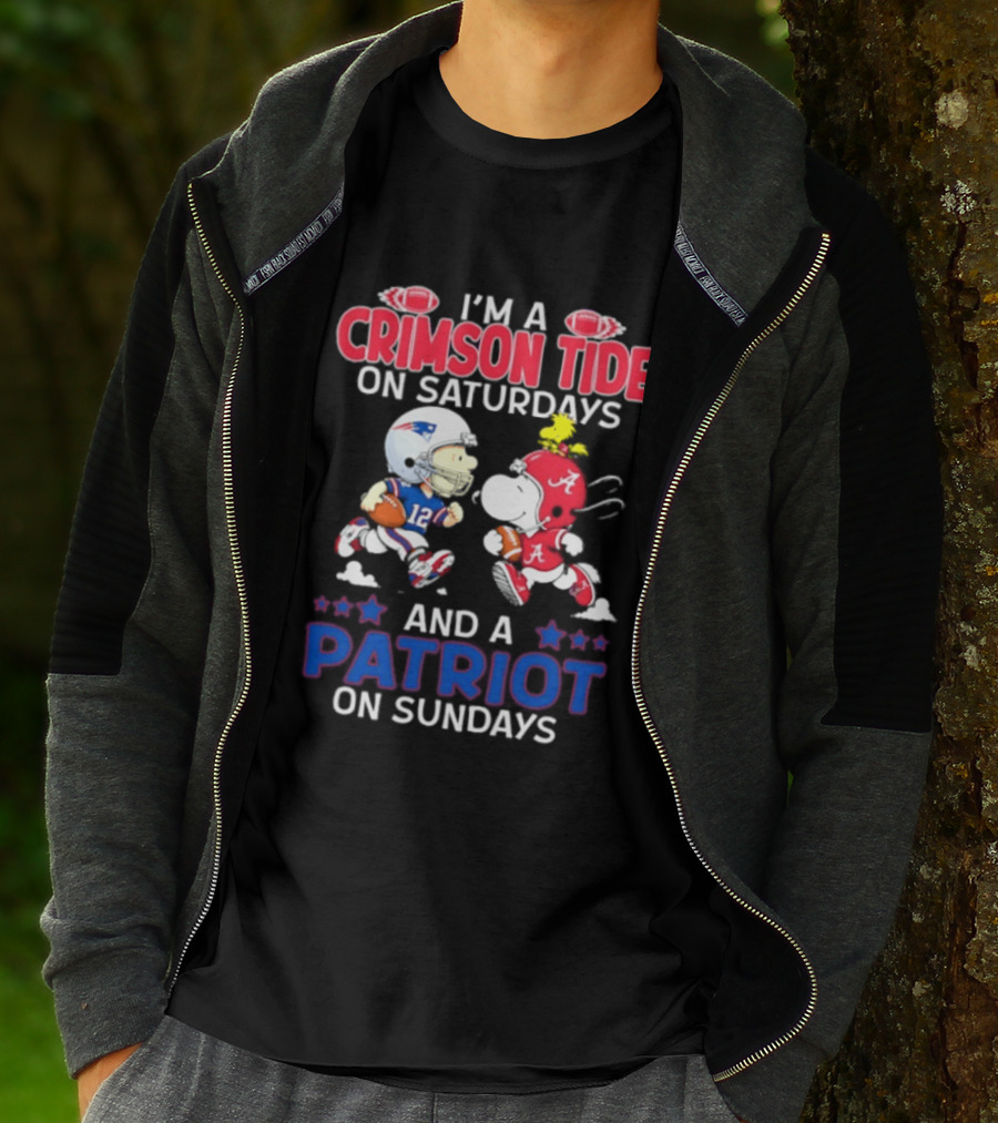 I'm A Crimson Tide On Saturdays And A Patriot On Sundays Football Peanuts T-Shirt