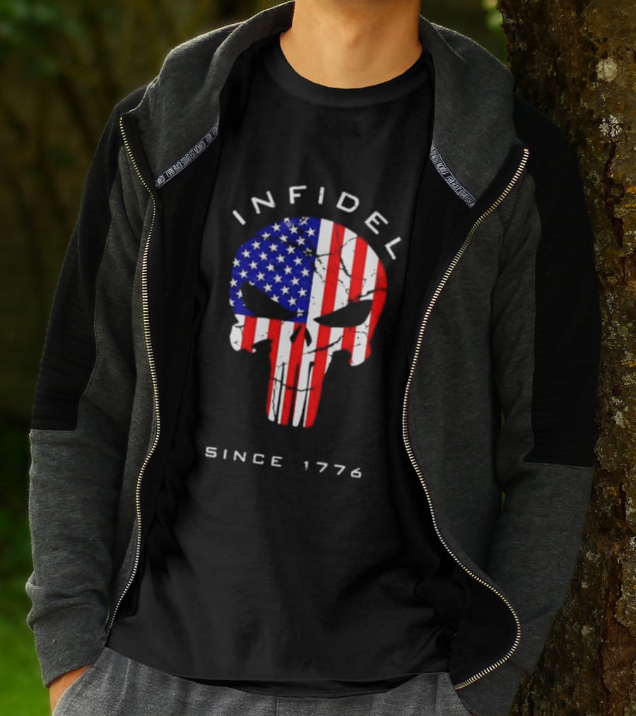 Infidel American Skull Flag Patriotic Since 1776 T-Shirt