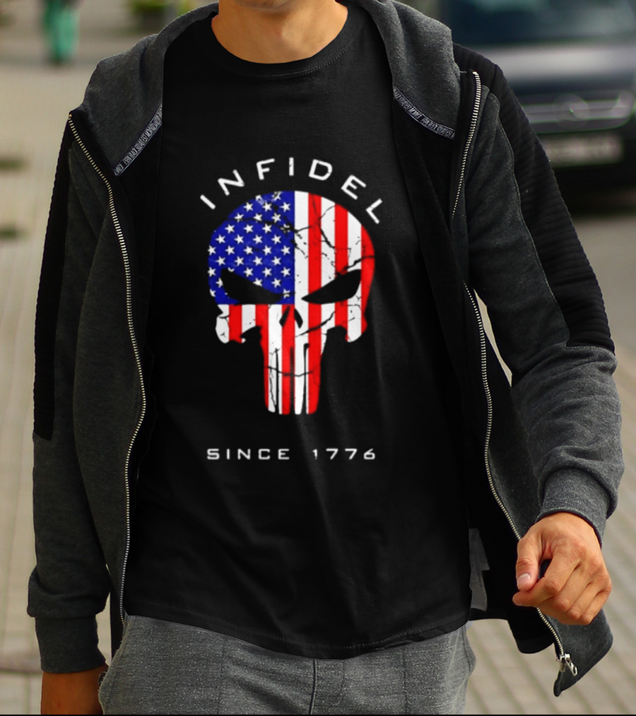 Infidel American Skull Flag Patriotic Since 1776 T-Shirt