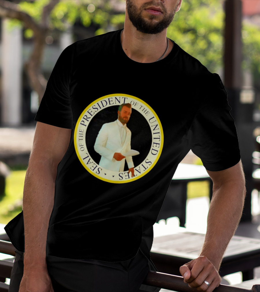 Seal Of The President Of The United States Justin Theroux In White Suit T-Shirt