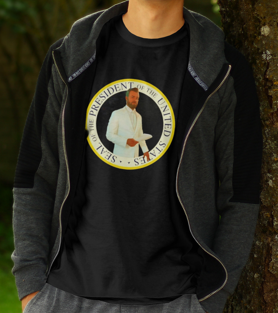 Seal Of The President Of The United States Justin Theroux In White Suit T-Shirt