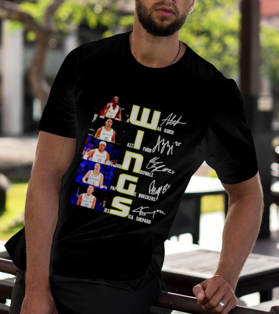 Dallas Wings Awak Kuier Azzi Fudd Arike Ogunbowale Paige Bueckers Jessica Shepard Signatures Compilation T-Shirt