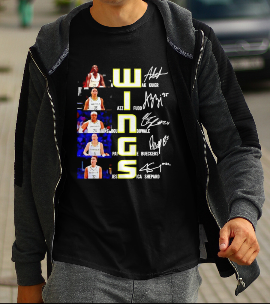 Dallas Wings Awak Kuier Azzi Fudd Arike Ogunbowale Paige Bueckers Jessica Shepard Signatures Compilation T-Shirt