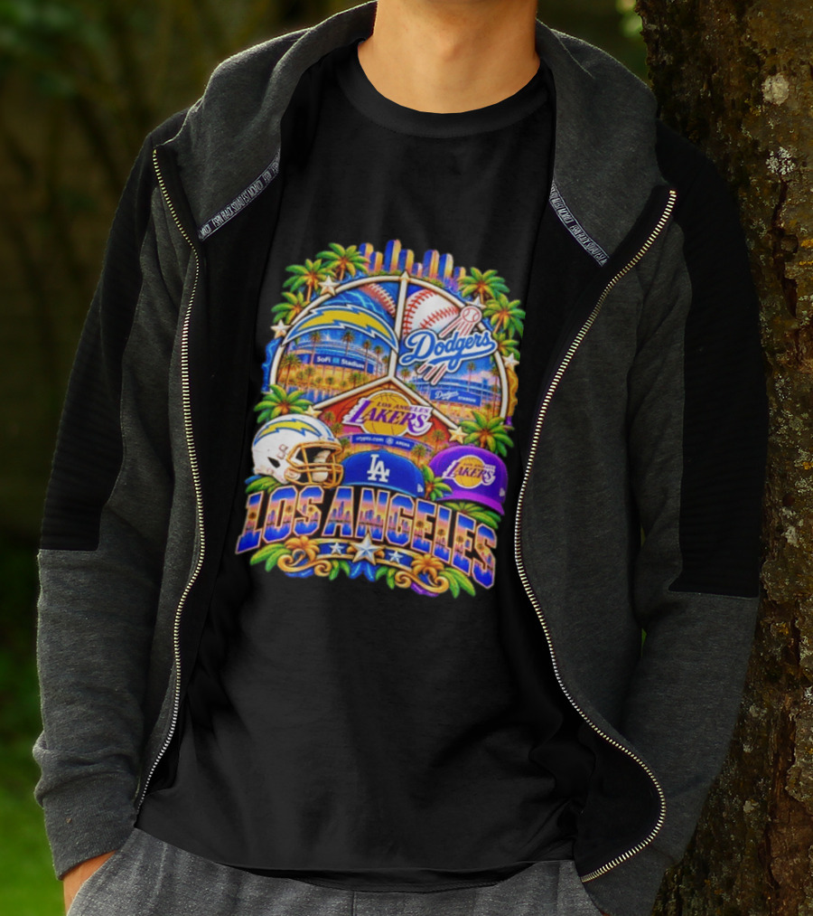 Los Angeles Dodgers Chargers Lakers SoFi Stadium City Skyline T-Shirt