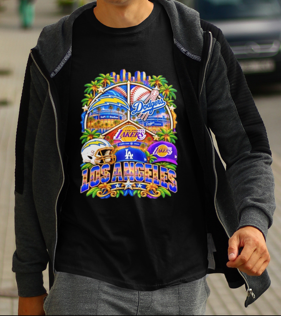 Los Angeles Dodgers Chargers Lakers SoFi Stadium City Skyline T-Shirt
