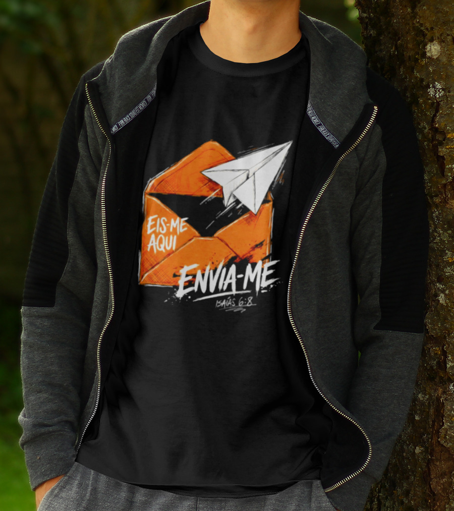Eis Me Aqui Envia Me Isaias 6 8 Christian Envelope Paper Airplane T-Shirt