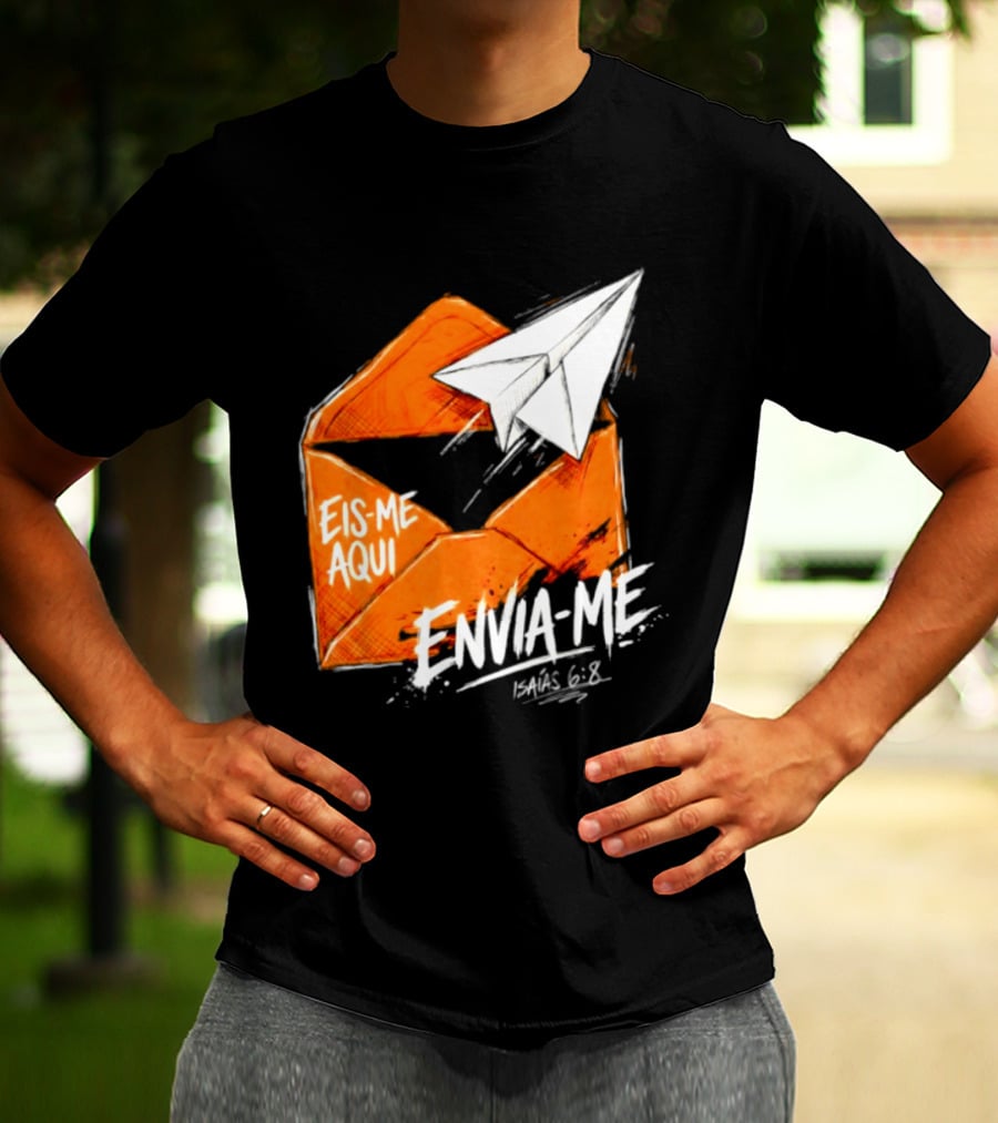 Eis Me Aqui Envia Me Isaias 6 8 Christian Envelope Paper Airplane T-Shirt