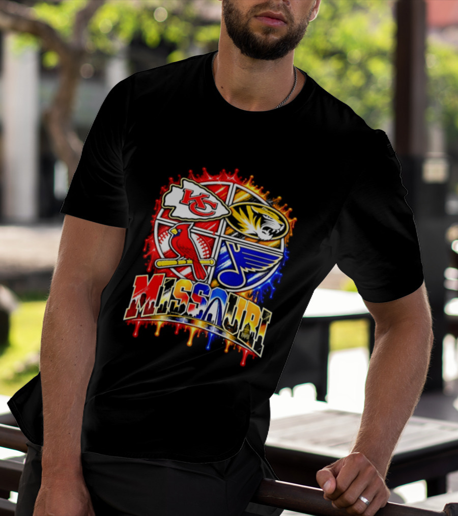 Missouri Kansas City Chiefs Mizzou Tigers St Louis Cardinals Blues Skyline T-Shirt