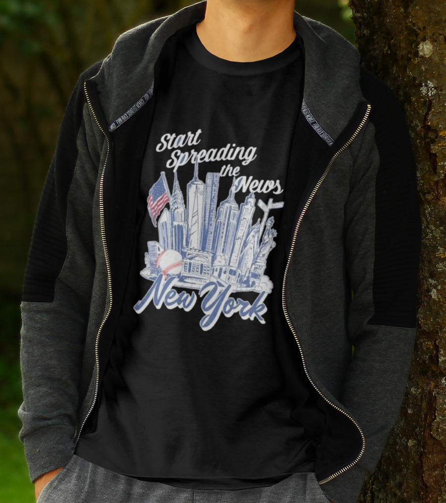New York Start Spreading The News Skyline Baseball T-Shirt