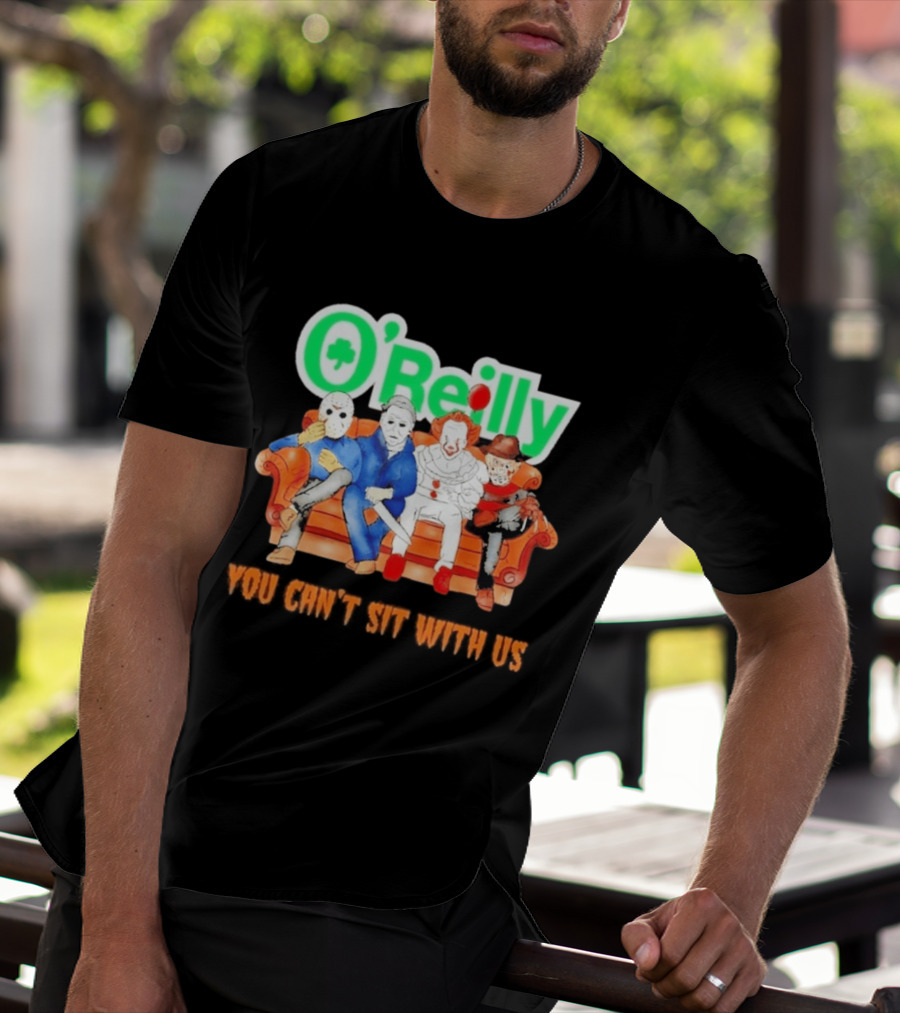 O'Reilly Horror Characters Friends Halloween 2026 You Can't Sit With Us Couch T-Shirt