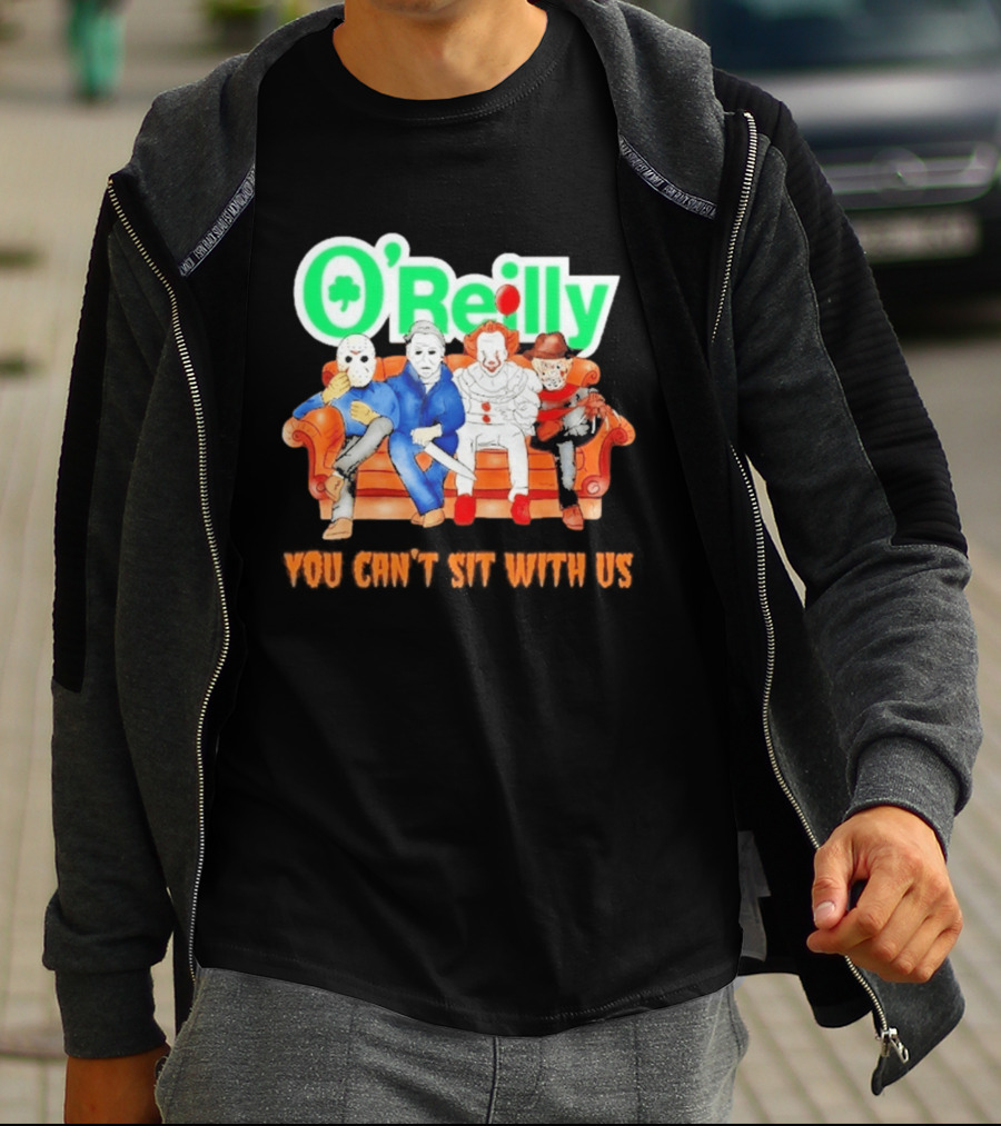 O'Reilly Horror Characters Friends Halloween 2026 You Can't Sit With Us Couch T-Shirt