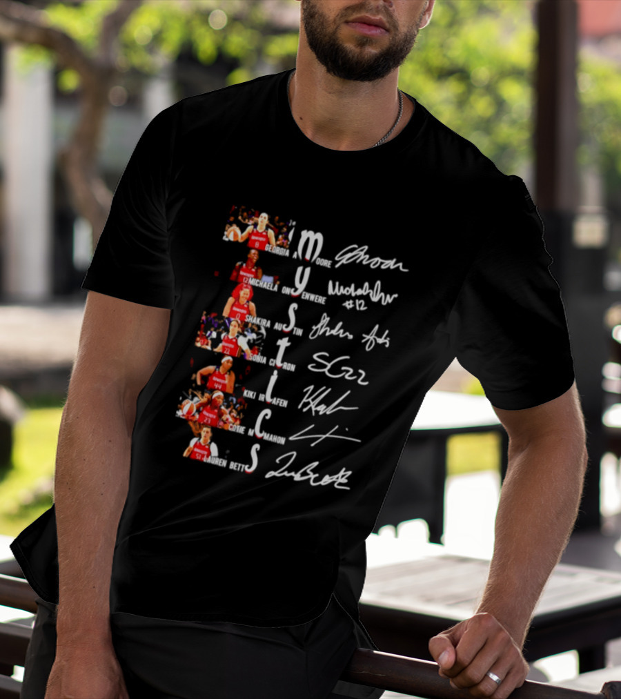 Washington Mystics Amoore Onyenwere Austin Citron Irjafen Mcmahon Betts Signatures Basketball Team Players T-Shirt
