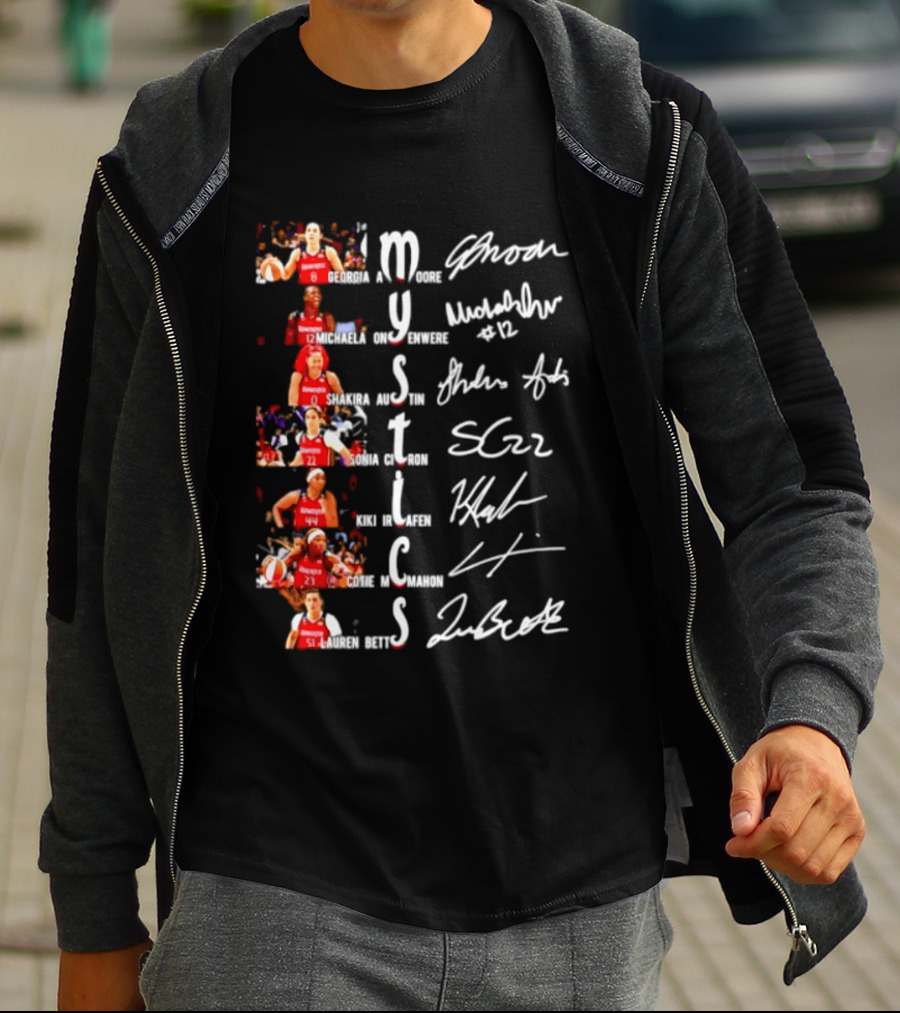 Washington Mystics Amoore Onyenwere Austin Citron Irjafen Mcmahon Betts Signatures Basketball Team Players T-Shirt
