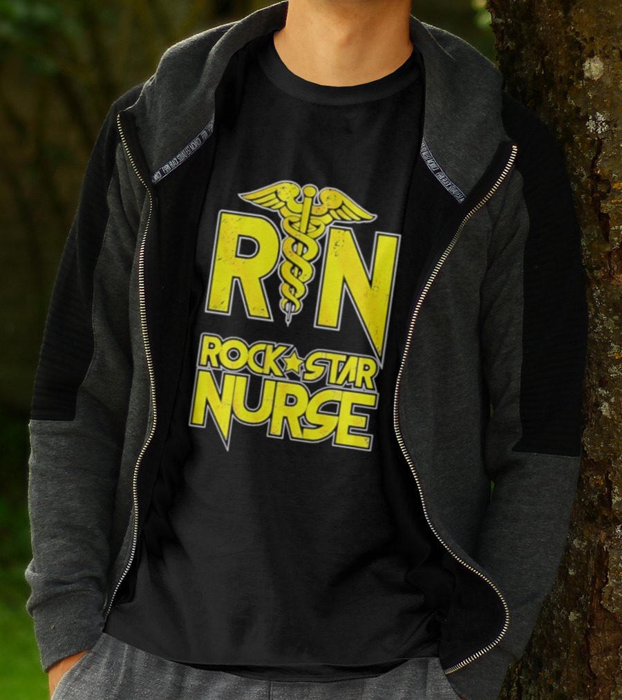 RN Rock Star Nurse Medical Professional Caduceus T-Shirt