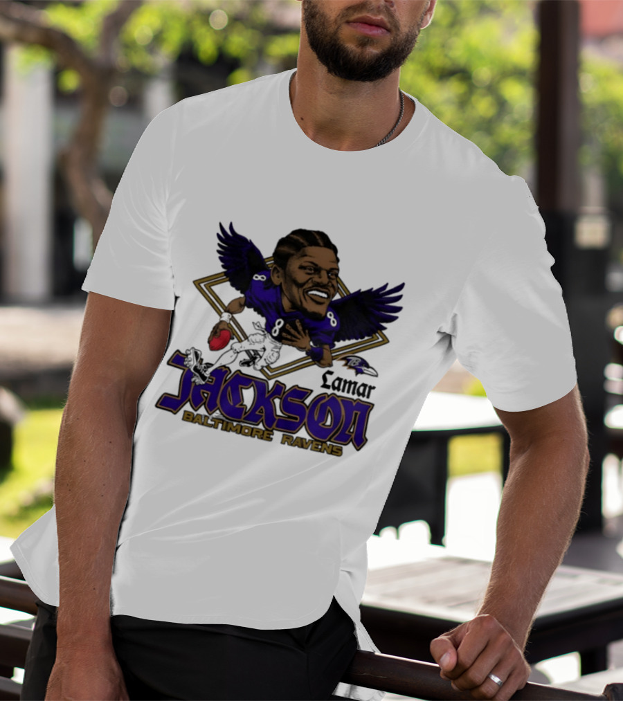 Lamar Jackson Baltimore Ravens Caricature T-Shirt