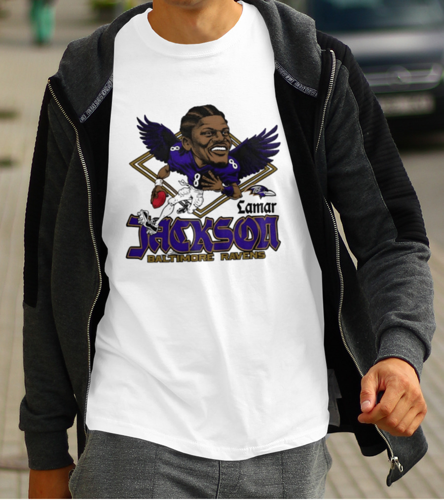 Lamar Jackson Baltimore Ravens Caricature T-Shirt