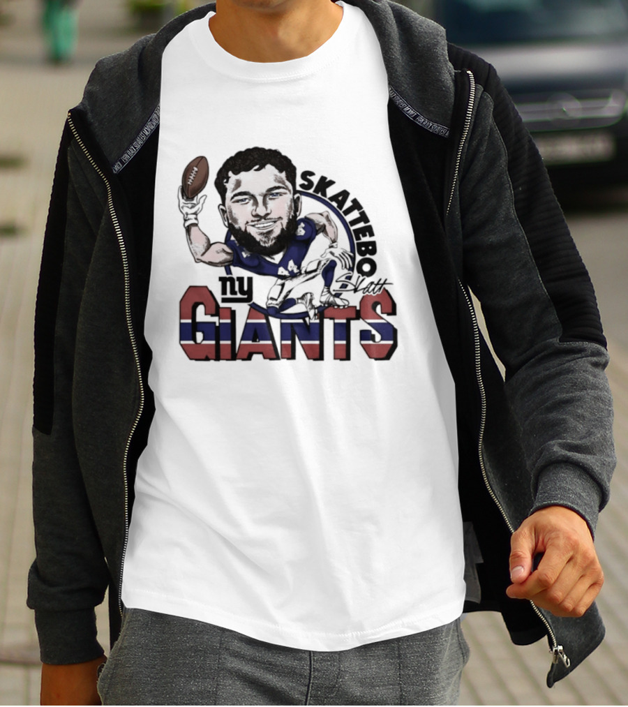 Skattebo New York Giants Football Caricature Player T-Shirt