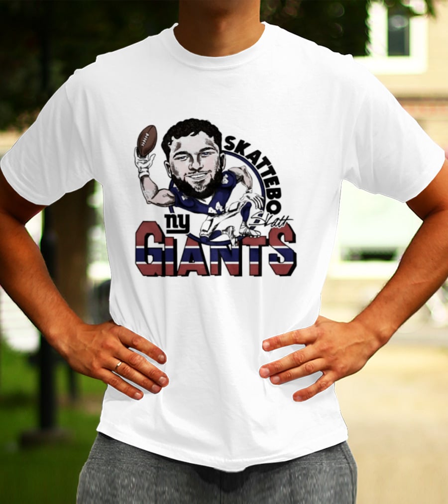 Skattebo New York Giants Football Caricature Player T-Shirt