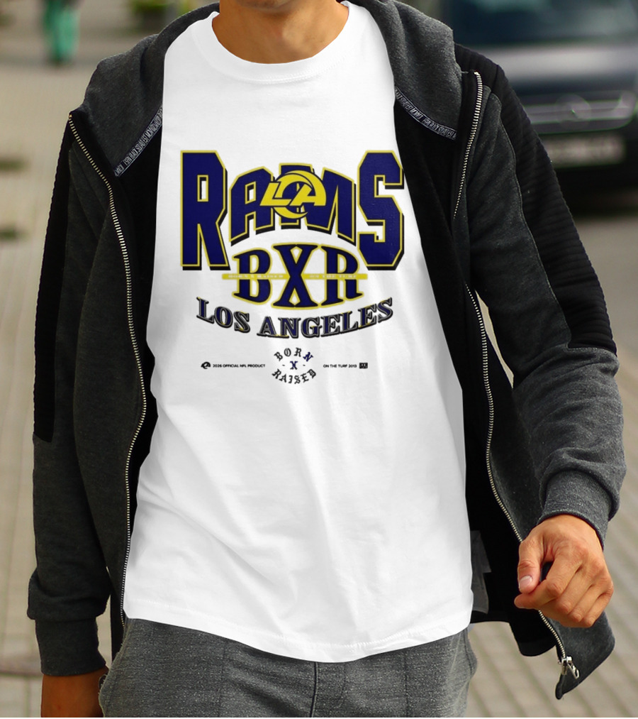 Los Angeles Rams BXR Born X Raised On The Turf 2026 Product White T-Shirt