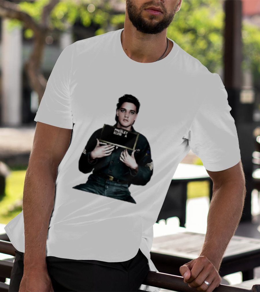 Elvis Presley Army Shot King Of Rock And Roll Iconic Military T-Shirt